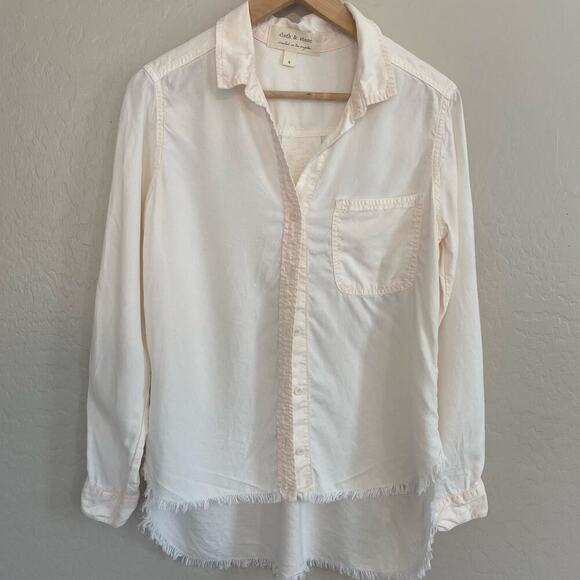 Anthropologie Cloth & Stone Womens Size Small Button Down Shirt Raw Frayed Hem - Picture 1 of 5